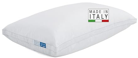 DREAMIN*101- Cuscino Letto Piuma d'Oca 50x80 Bruno Barbieri, Cuscino per Dormire Pancia Giù, Cuscini 100%Cotone OEKO-TEX Ipoallergenico Traspirante, Guanciale Soffice 10cm Imbottito Piumino Oca/Anatra