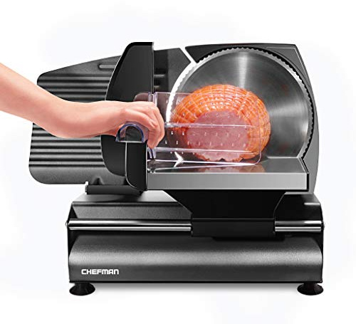 Chefman Electric Deli Slicer With Adjustable Slices, Stainless Steel Blades, Safe Feet - For Ham, Cheese, Bread, Fruit & Veggies
