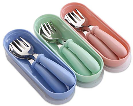 Baby Fork and Spoon 3 Set,Toddler Cutlery Spoons Forks Tableware Travel Set