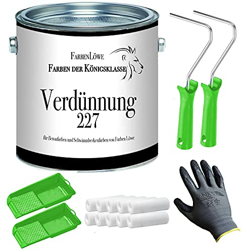 FARBENLÖWE Farben Löwe Entfetter Verdünnung 227 - Spezialverdünnung extra für Betonfarben und Schwimmbeckenfarben von Farben Löwe (1 L mit Lackierset)