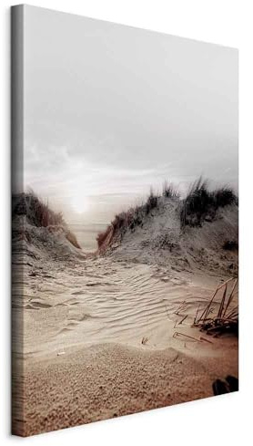 murando - Wandbilder XXL Strand 80x120 cm Vlies Leinwandbild 1 tlg Kunstdruck modern Wandbilder Wanddekoration Design Wand Bild - Düne Meer Landschaft Natur Sonnenuntergang c-B-0589-b-a