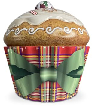Plåtburk i form av en julcupcakes pudding, kakburk dekorativ låda, burk 20 x 18 cm, volym 1,5 l