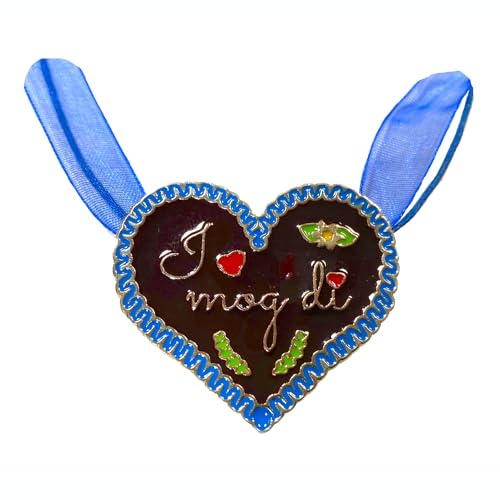 BF souvenirer halsband traditionell kedja i pepparkakshjärta design – hjärta oktoberfest karneval kostym karneval kärlek födelsedag bröllop möhippas farväl, One Size, Organza