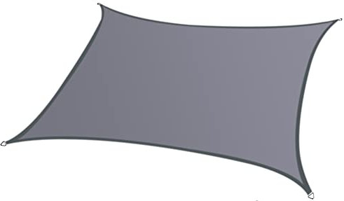 Sun Shade Sail Awning Rectangular Waterproof Garden Sun Sail Outdoor Patio Party Sunscreen Awning Canopy 98% UV Block With Rope (1m x 1.5m, Grey)