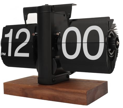 Digital Flip Down Clock, Retro Automatic Page Turning Clock, Internal Gear Operated Mechanical Flip Clock for Home & Office Multifunctional Decor (Black)