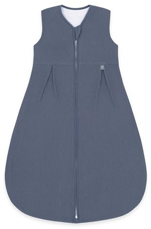 emma & noah Baby Schlafsack 1.0 TOG, Ganzjahres Schlafsack für den Frühling, Sommer und Herbst, 100% Bio-Baumwolle, OEKO-TEX Zertifiziert, Strampelsack für Neugeborene (Essential Blau, 60 cm)