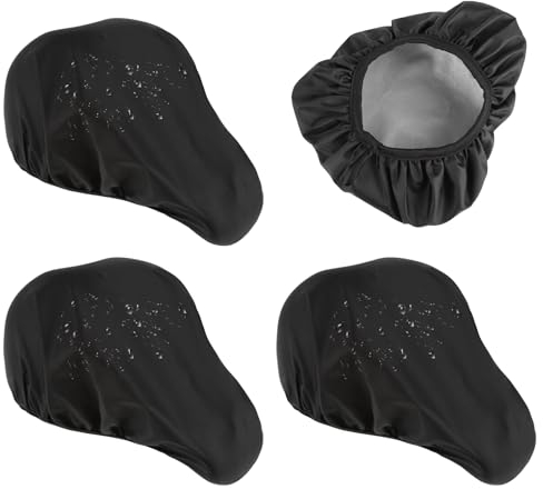 Jeffdad Sattelschutz Wasserdicht Fahrrad, 4 Stück Doppelseitiges Wasserdichter Sonnenschutz Sattelbezug Elastische Fahrradsitz Regenschutz Universal Regenschutz Sattel (22x19CM)