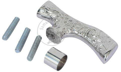 Poignée de canne de marche faite à la main en forme de bouton en métal finition argentée décorative classique style vintage accessoires de canne en bois