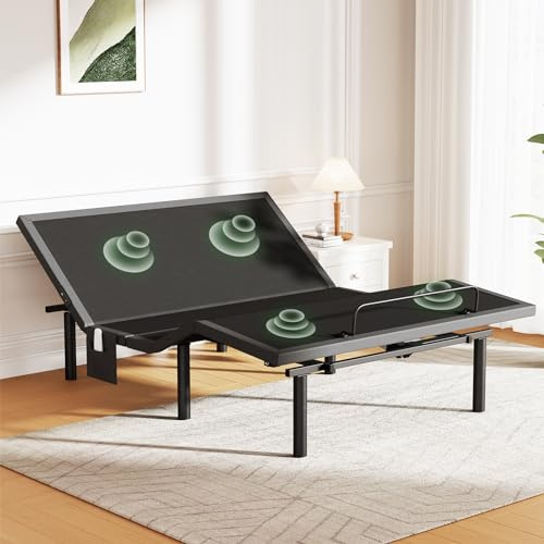 Marsail Queen Adjustable Bed Base with Massage, 4 Ports USB A&C Bed Frame with Under-Bed Nightlight, 3 Minutes Fast Assembly, Wireless Control Adjustable Bed with 4 Height Options