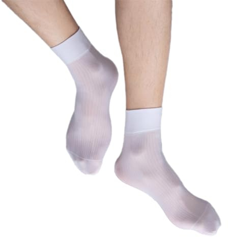 HXNH Elegantes calcetines de vestir formales para hombre, de nailon suave, transparente, a rayas, transpirables, de tubo corto, para traje de negocios, W, M