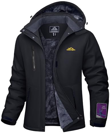 MAGCOMSEN Black Winter Jacket Women Ski Snow Jacket Waterproof Fleece Warm Rain Jackets Windproof Hooded Mountain Coats M