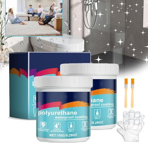 2Pcs Polyurethane Waterproof Coating, Waterborne Polyurethane Waterproof Leak Repair Coating, Sealant Concrete Exterior Roof Wall Crack Floor