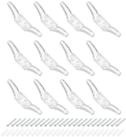 sourcing map 12 Stück 65 x 12 mm Jalousienschnur, Sicherheitsseil, Kunststoffhalter, Fensterschnurhaken mit Schrauben für Vorhänge, Sonnenschutz, Seile, transparent