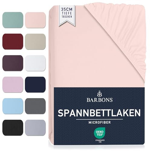 Spannbettlaken 140x200cm - 35 cm Tiefe Tasche Spannbetttuch Oeko-TEX Zertifiziert Gebürstete Polyester Mikrofaser Bettlaken Bettbezug für Boxspringbett Dicke Matratzen (140 x 200 cm - Rosa)