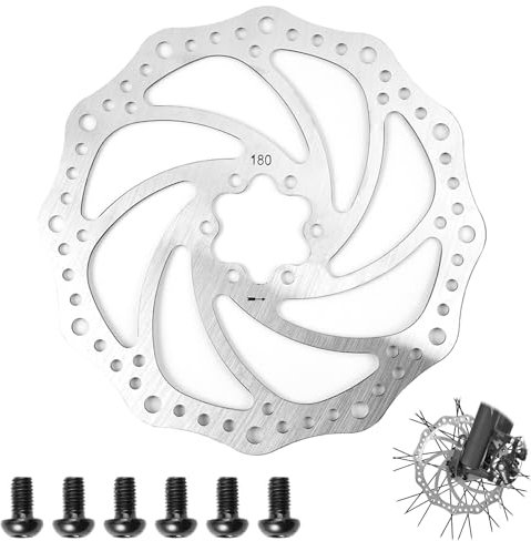 180mm Centerlock Bremsscheibe, Bremsscheiben Fahrrad mit 6 Schrauben, Edelstahl Bike Bremsscheiben, Scheibenbremse für Die Meisten Mountainbike Rennrad Reiten Fahrrad MTB und BMX (Silber 180mm)