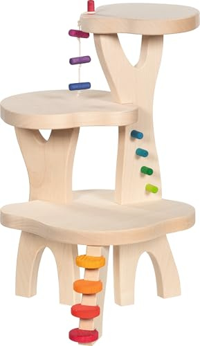 goki 51434 Wandelwelten Playhouse - Wooden Play Backdrop with 3 Levels, 28.5 x 42.3 x 25 cm, Compatible with HOLZTIGER Figures Bending Dolls