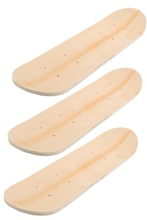 WHAMVOX 3pcs Blank DIY Skateboard Decks for Unfinished Double Tail Maple Wood Boards Paintable Plain Skateboards for Creative Hand-painted Art and Graffiti