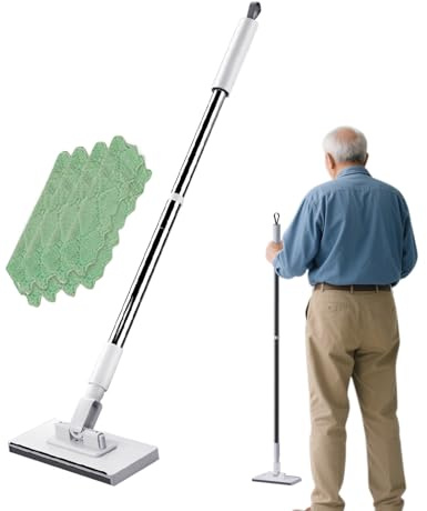 Mop Per Polvere Da Pavimento,Scopa Con Testa Rotante A 360 Gradi,Con 2 Pannelli Riutilizzabili | Per Pavimenti Piastrelle Laminato Casa Camera Cucina Corridoio
