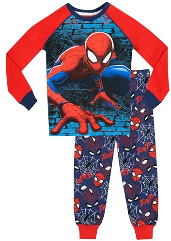 Spiderman Pyjamas | Long Sleeve Boys Pyjamas | Snug Fit Cotton Kids Pjs | Official Marvel Merchandise