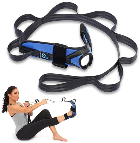 Fot- och vadsträckare för plantar fasciit, akillessenit, hälsporre, droppfot. Yoga stretchband för ben, lår och hamstring (blå)