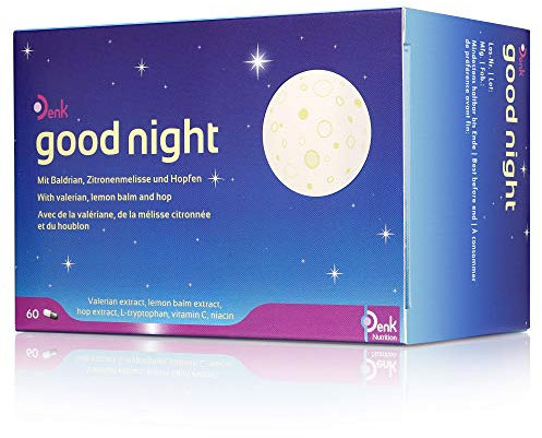 good night Denk: Erholsam schlafen. Nahrungsergänzungsmittel mit Baldrian, Zitronenmelisse und Hopfen, 60 Kapseln