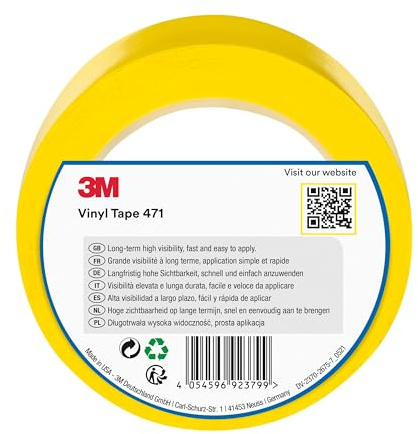 3M Nastro In Vinile 471 Giallo, 50 Mm X 33 M,spessore: 0,13 Mm