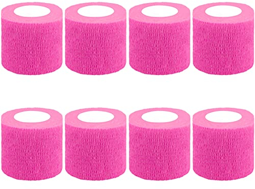 BQTQ 8 Rotoli Benda Elastica Bendaggio Benda Autoadesiva Fasciatura Adesiva Elastica Bendaggio Medico e Veterinario (Rosa Neon, 5 cm x 4,5 m)