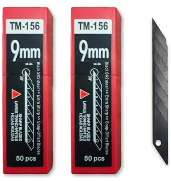 NBTOOL 100Pcs Utility Knife Blades 30 Degree 9mm Snap Off Blades,Art Knife Replacement Carbon Steel Blades for Arts,Crafts,Carton,Box,Paper and Window Tint Cutting