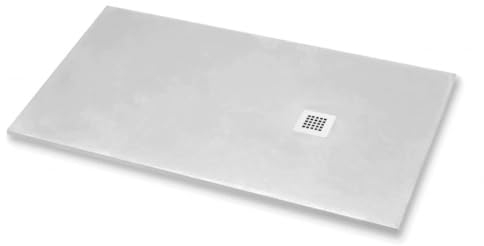 Plato de ducha 80 x 140 cm Volcán Line Extra Slim Gris Claro Ral 7035 Resina Sintética y Polvo de Mármol con Tapa de regalo