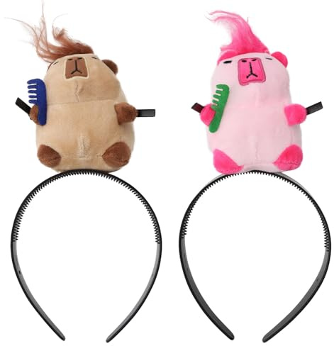 TNSLAND 2 Carpincho Diadema Mujer, Capibara Maquillaje, Cosa Divertida, Capybara para Fiestas Espectáculos Hogar, Rosa Marrón