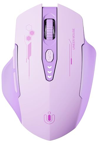 Uineer Bluetooth-mus, [Uppgraderad] Trådlös mus med flera enheter, synlig batterinivå, Tri-Mode (BT 5.0/4,0 + 2,4 G Hz) uppladdningsbar ergonomisk mus, 4 justerbara DPI, kallfri mus för bärbar dator | Ergonomisk trådlös mus med synlig batteriindikator, 4 justerbara DPI-nivåer, för bärbar dator, PC, kontor och hemmakontor
