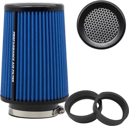 Filtro dell'aria universale a forma di cono 76 mm 89 mm 101 mm ad alte prestazioni, ingresso aria, cono, filtro dell'aria pulitore per Racing Sport auto, 3 misure in uno (blu-grande)