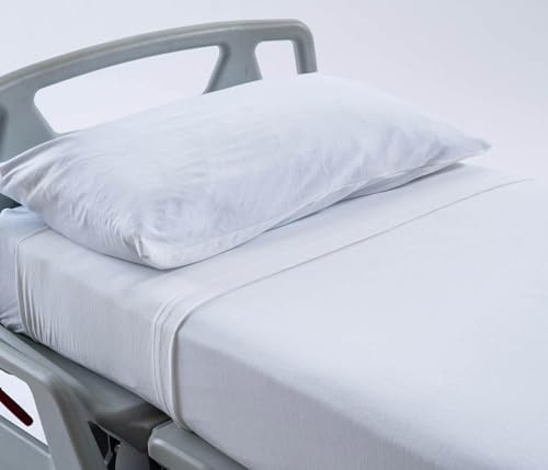 HIP Lenzuolo Superiore, Lenzuolo Tecnico Sanitario in Jersey, Traspirante, Antibatterico, Antidecubito e Prevenzione Equinismo Piede, Non si Stira, Per Lungodegenza, Bianco, Letto Singolo,195x90x25h
