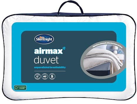 Silentnight Airmax Double Duvet – 10.5 Tog Breathable All Season Duvet Quilt with Mesh Sides to Prevent Overheating – Machine Washable and Hypoallergenic - Double, White