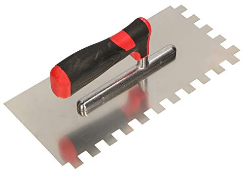 KOTARBAU® Llana Dentada con Hoja de Acero Inoxidable, 12x12 mm, 270 mm, Paleta de alisado con Mango de Goma, Peine de Diente para colocación de baldosas, Espátula de Dientes, Alisadora para Azulejos
