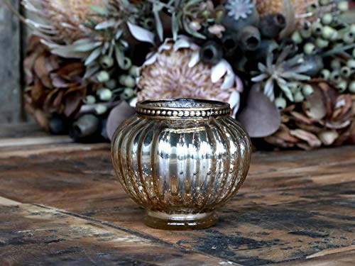 Värmeljushållare lykta ljusglas champagne dekoration lantställe nostalgi shabby vintage fransk