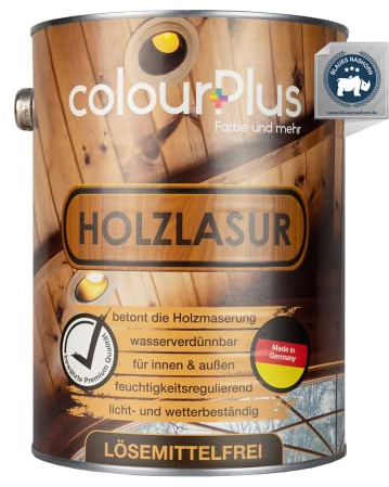 ColourPlus® Lasure pour bois sans solvant (2,5 l, gris anthracite) Lasure satinée Apprêt pour bois extérieur Fabriqué en Allemagne