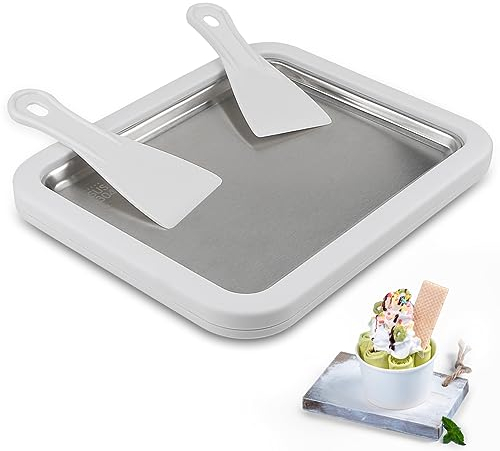 DBREAKS Gelato istantaneo, rolld Ice Cream Maker, gelato istantaneo,piastra per gelato, gelatiera,vaschetta per il ghiaccio, gelato fatto in casa, in acciaio inox per yogurt gelato sorbetto,Bianco