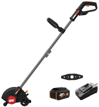 WORX Cordless Lawn Edger, 7'' Grass Edger with 3 Depth Settings, 20V Trencher with Dual Wheels & Brushless Motor, 4.0 Ah Battery & Charger Included, WG898