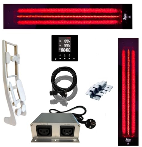 Set frameless InfraROTmed MAX© - Radiatore di calore profondo 500 W + angolo di sicurezza 1300 W + controllo icon 2 TOUCH + schienale a infrarossi sauna cabina a infrarossi (1 x 500 W + 1 x 1300 W +