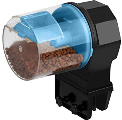 Ailgely Automatischer Fischfutterautomat, 2 Getreidespeicher, Einstellbare Futterausgabe, Transparentes Design, für Aquarium