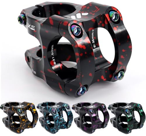 CYSKY 31,8 Fahrrad Vorbau 35mm Kurz MTB Vorbau 31 8 Lenkererhöhung Ultraleicht CNC Aluminiumlegierung Lenker 35mm Klemmung für Mountainbike, Rennrad, MTB, Downhill (Schwarz+Rot)