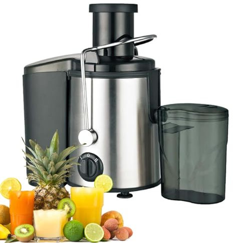 Spremiagrumi centrifugo da 800 W, estrattore di frutta e verdura, 2 velocità, completamente automatico, con scivolo di alimentazione largo 65 mm, separazione dei residui di succo, design portatile