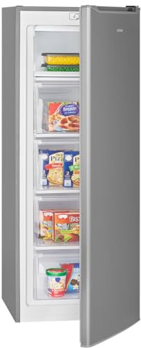 Bomann® Gefrierschrank 143cm | 4 Sterne-Gefrierfach | Temperaturbereich: ≤ -18°C | Tiefkühlschrank leise 40dB | wechselbarer Türanschlag | Gefrierschrank gross | 168L Freezer | GS 7364 inox