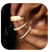 Diamday 3Pcs Ear Cuff Pendientes Sin Agujero Mujer Ajustables Pendientes Clip Hipoalergénicos Falsos Piercing Oreja Cartílago Helix Ear Cuff para Mujer