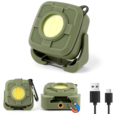 URAQT Wiederaufladbare Campinglampe, 500 LM Camping Laterne Mini Tragbare Handlampe mit 5 Leuchtmodi, IP44 Wasserdicht Camping licht mit Karabiner & Magnet, Notlicht für Angeln Abenteuer, Wandern