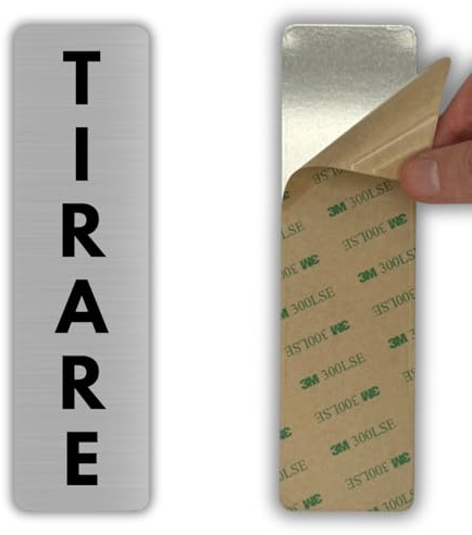 LEIASA | Cartello Tirare Porta - 5x18 cm - Spessore 0,8 mm - Alluminio - Targa Segnaletica - Cartello Avviso Apertura Porta (Tirare)