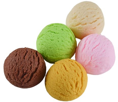 DECORNIJIA 5pcs Boules de Glace Artificielle Réalistes en PVC Réutilisables, Accessoires de Présentation pour Échantillons Alimentaires et Accessoires Photo