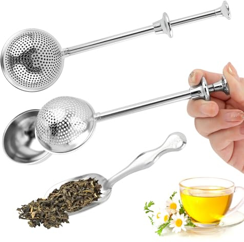 Tea Ball for Loose Leaf Tea, 2pcs Tea-Infuser with Spoon and Handle Stainless Steel Fine Mesh Ball Filter Snap Ball-Tea Strainer, 1mm Hole(Color:3pcs)