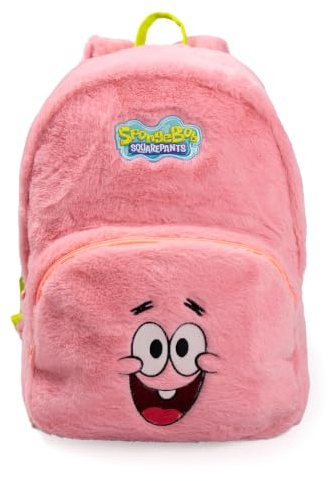 SPONGEBOB SQUAREPANTS Sac à dos en polaire rose Patrick l'Étoile de Mer | Sac à dos enfant pour la rentrée scolaire avec logo brodé | Produits dérivés Bob l'Éponge